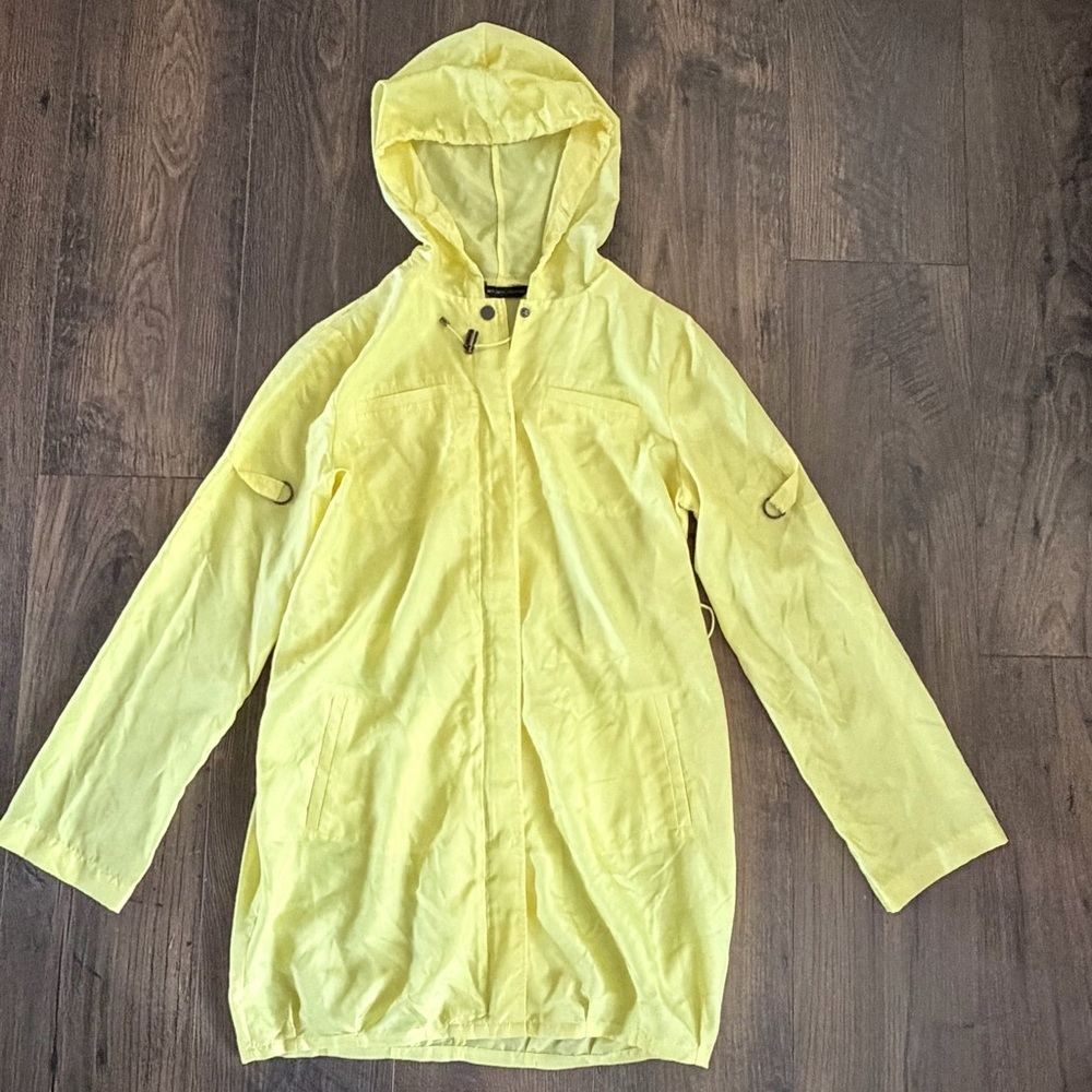 Y2K 2000 New York & Company 100% Silk Utility Jacket Butter Yellow XS